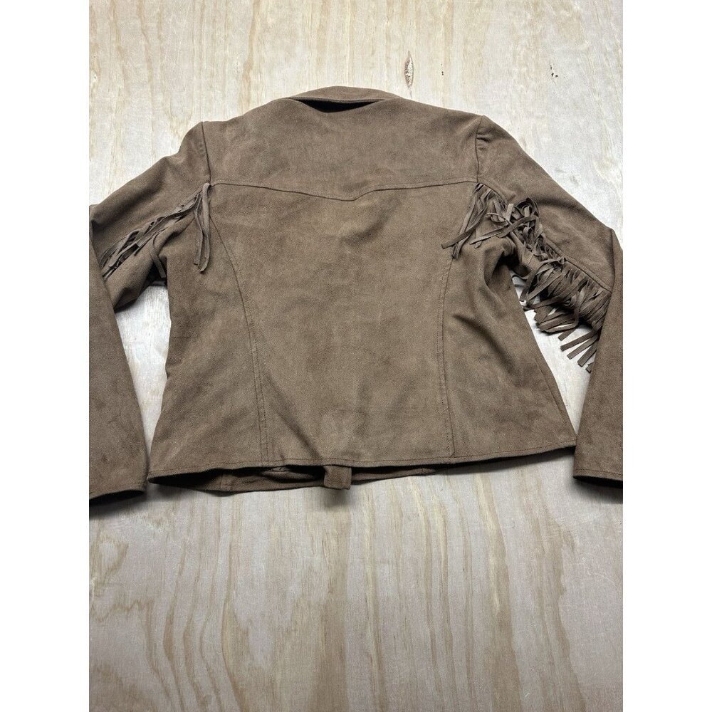 Arizona Jean Co Jacket Womens XL Tan‎ Fringe Western Cowgirl Rodeo Faux Suede - Picture 4 of 6